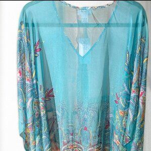 NWT Catherines Paisley Sheer Kaftan Tunic